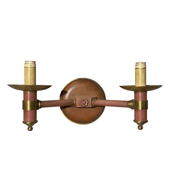 Art Deco Modern Double Wall Sconce Metal and Brass Union Made